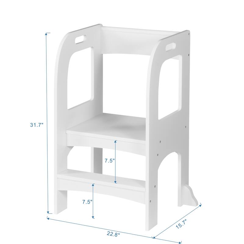 Anmytek Kids Step Stool Child Standing Tower White Toddler Kitchen Counter