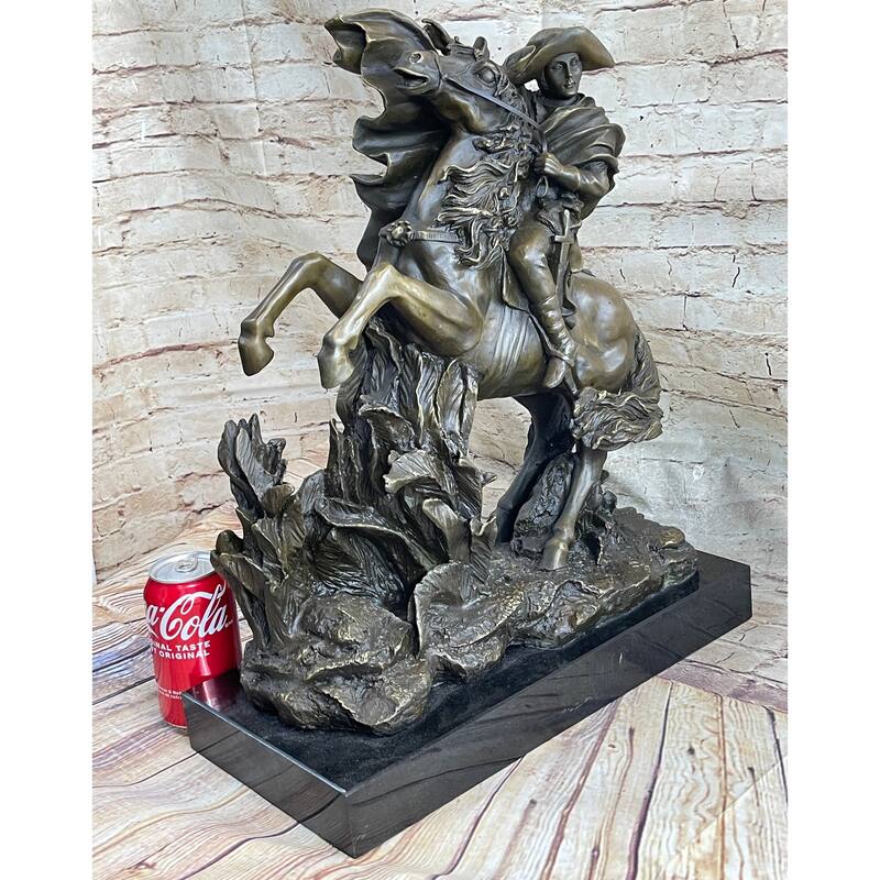 Napoleon Bonaparte Crossing The Alps Bronze Statue Sculpture Replica 20 Inches X 16.5 Inches