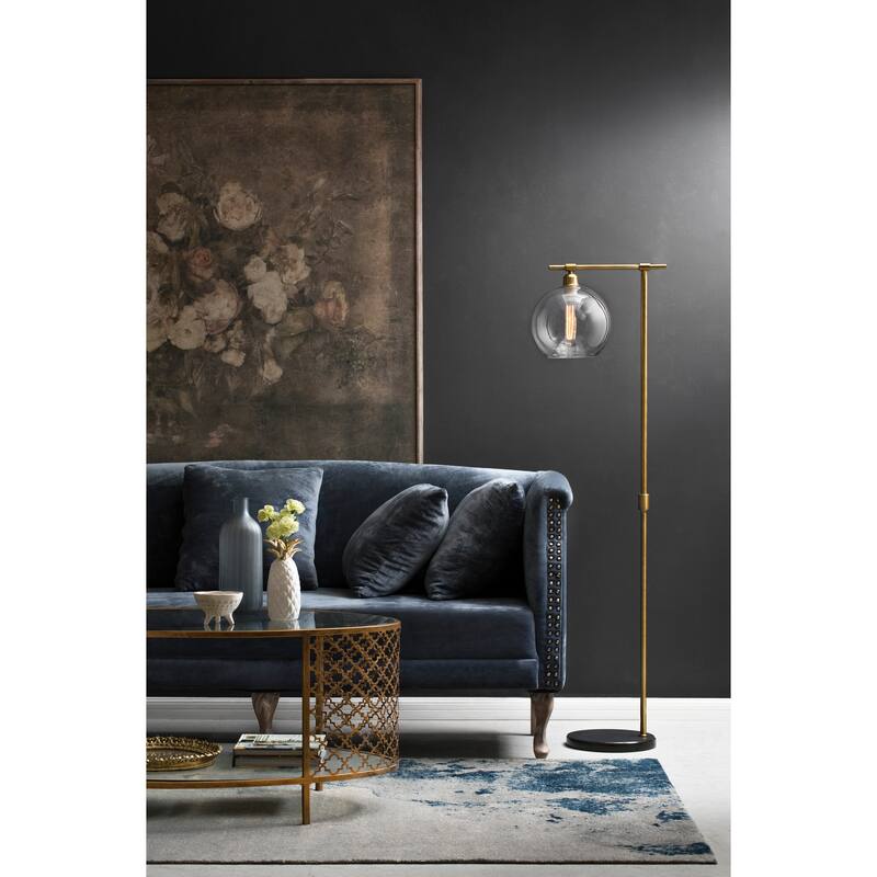 Metal Floor Lamp with Glass Globe Shade