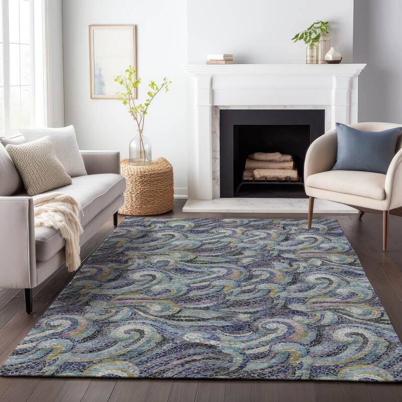 Premium Washable Super Soft Contemporary Mosaic Wave Mayfield Rug