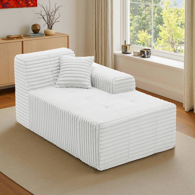 32" W No Assembly Required Plush Corduroy Chaise