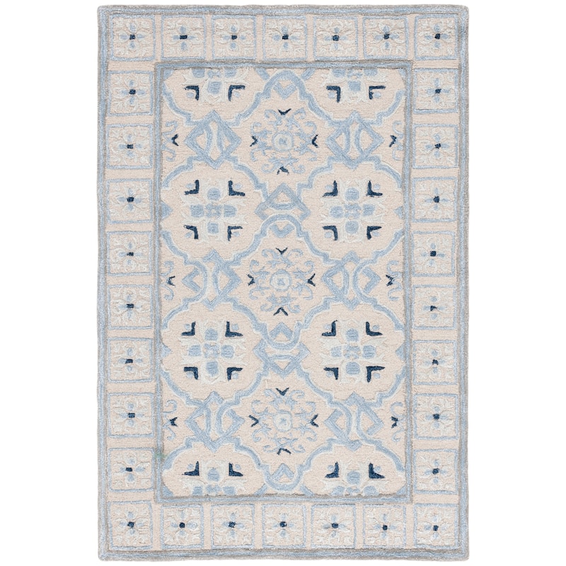 SAFAVIEH Handmade Bella Rodica Modern Floral Wool Rug - 3' x 5' - Ivory/Blue