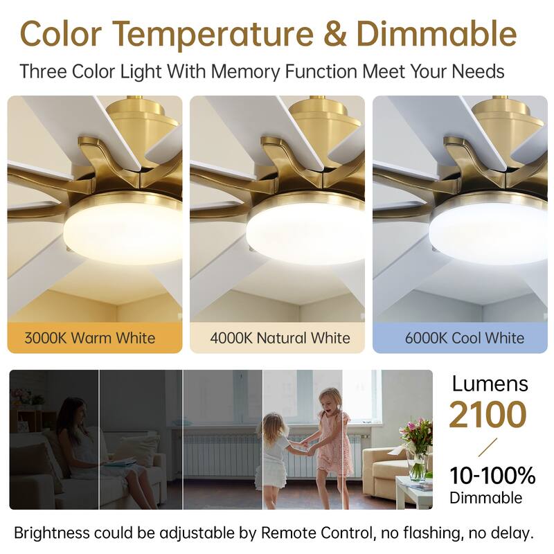 Modern Ceiling Fan With Light Smart Life APP Remote Control Timer For Alexa Google Bedroom Farmhouse