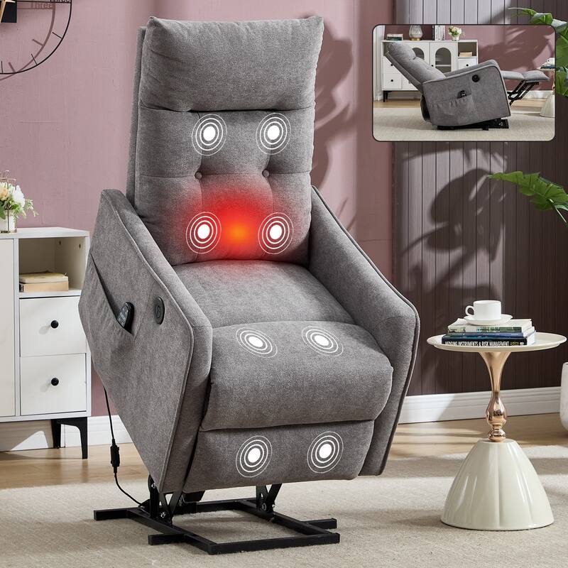 Single Motor Power Lift Recliner with USB Port and 155 Degree Recline