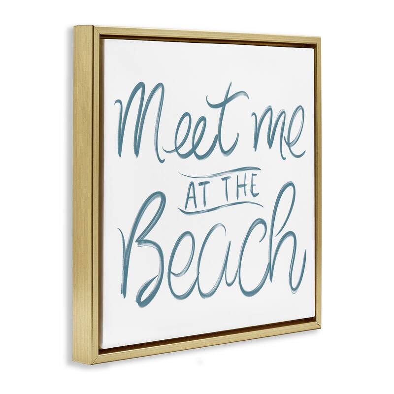 Stupell Minimal Meet At Beach Framed Floater Canvas Wall Art Design By SunDance Group