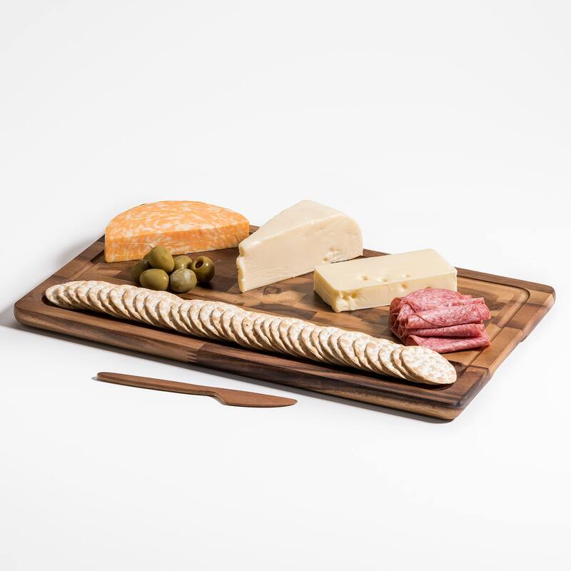 Acacia Wood End Grain Extra Large Cheeseboard with Knife
