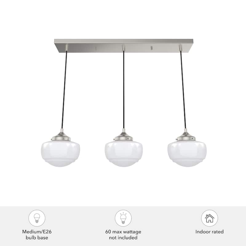 Hunter Saddle Creek 3-Light Linear Cluster Pendant - Kitchen Island, Dining Room - Modern Schoolhouse, Transitional