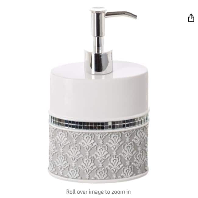 Creative Scents Mirror Damask Grey and White Soap Dispenser - White /Grey - Grey /White