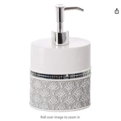 Creative Scents Mirror Damask Grey and White Soap Dispenser - White /Grey - Grey /White
