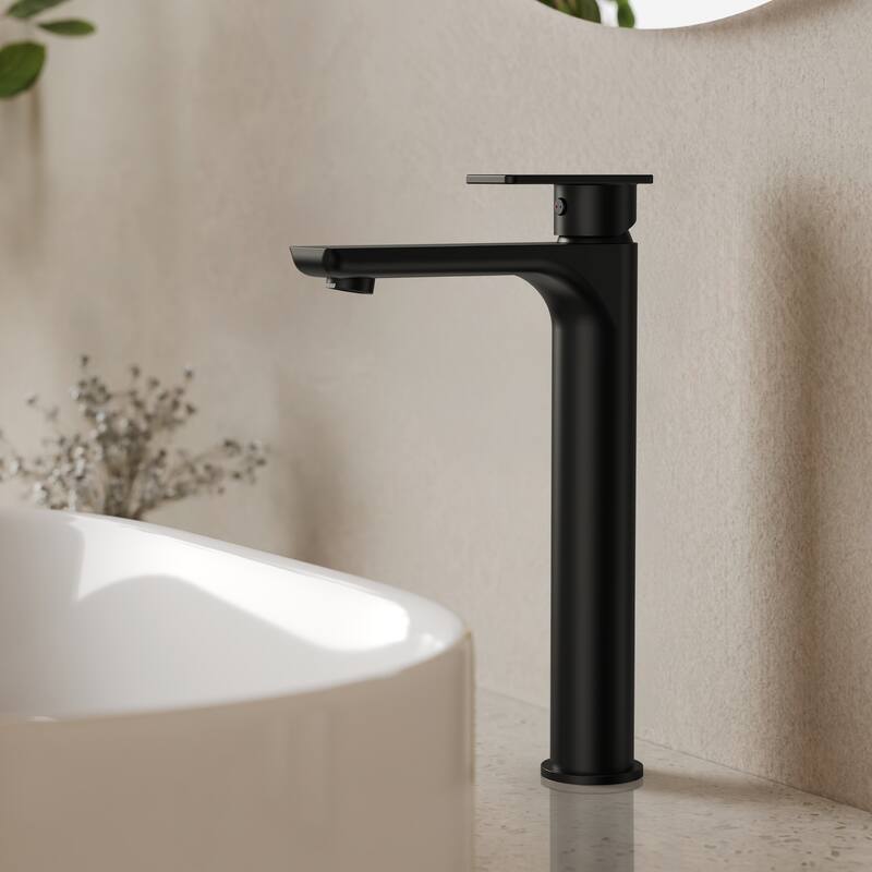 12" Height Bathroom Faucet, Single Handle Single Hole Sink Faucet Matte Black Spot Resistant - Matte Black