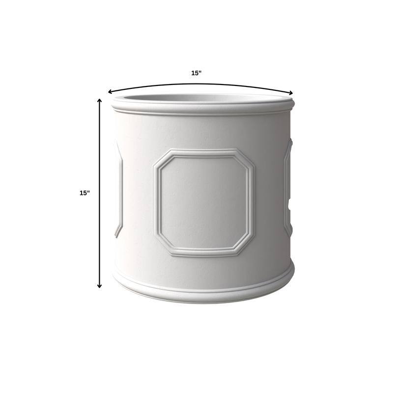 Meadow Classic Round Fiberstone and MGO Clay Planter with Drainage for Indoor Outdoor Home Office Yard Patio Fully Assembled