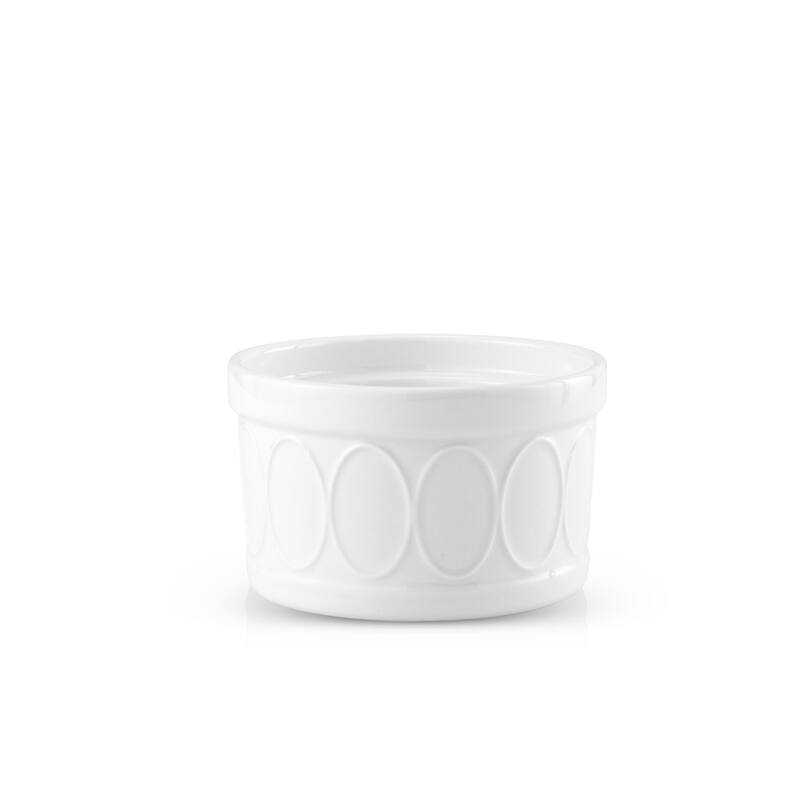 JoyJolt White Embossed Porcelain Ramekins - Set of 4