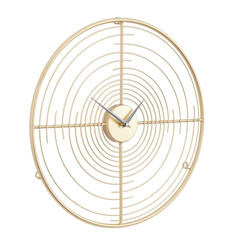 Metal Open Frame Swirl Decorative Wall Clock - Gold - Roche River Decor