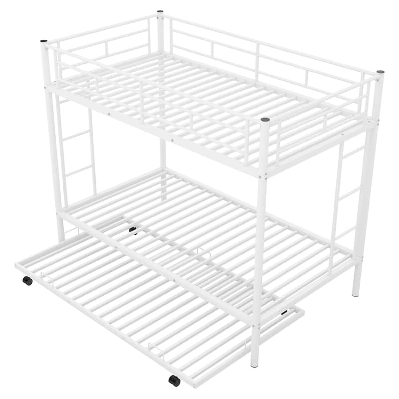 Twin over Twin Metal Bunk Bed with Trundle