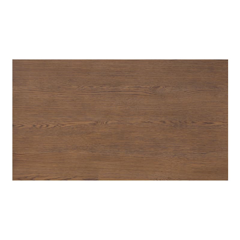 NADAAL STUDIOS Thalor Coffee Table, Large Rectangular Solid Oak Edge, Bullnose Vertical Support, Dark Brown