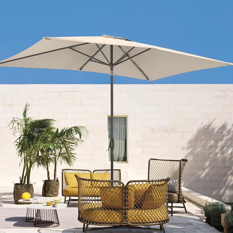 LIVOOSUN 6x9Ft Patio Market Umbrella Weather-Resistant Table Umbrella - Beige