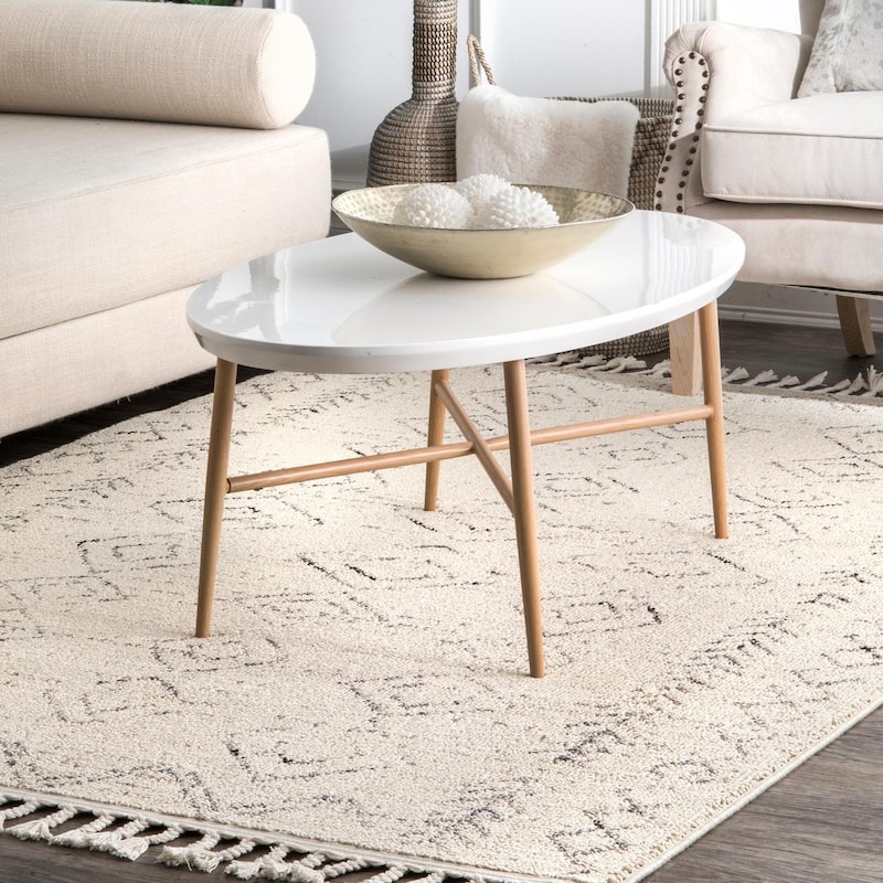Nuloom Meredith Moroccan Tassel Area Rug - 4' x 6' - Ivory - Rectangle