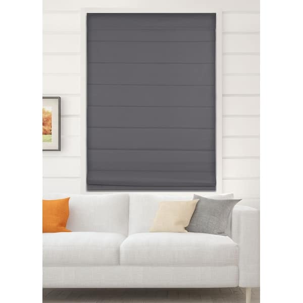 slide 2 of 6, Arlo Blinds Graphite Room Darkening Cordless Lift Fabric Roman Shades