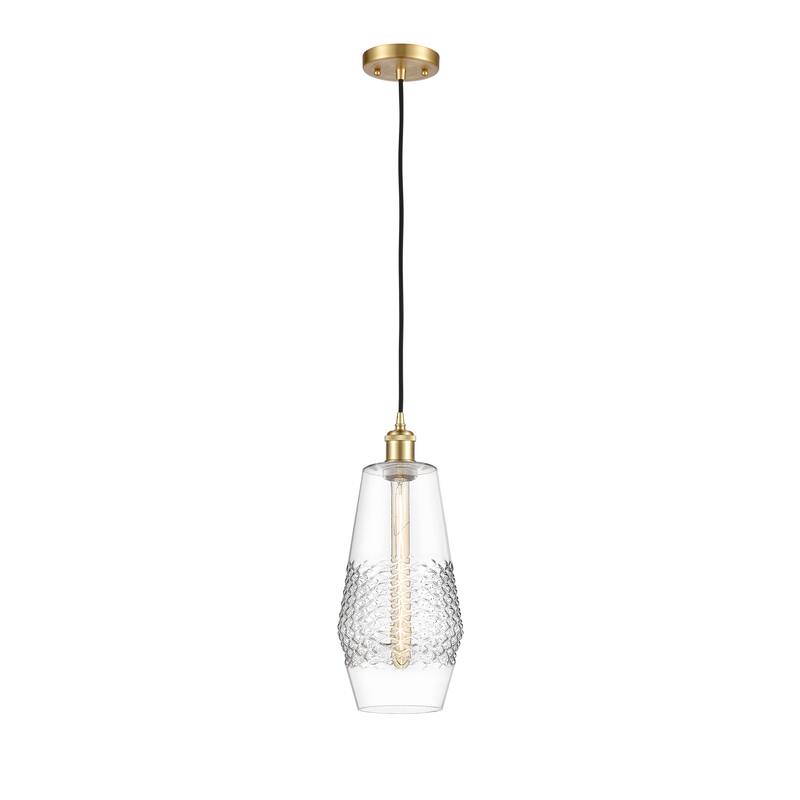 Innovations Lighting Windham - 1 Light 7" Cord Hung Mini Pendant - Clear/Satin Gold