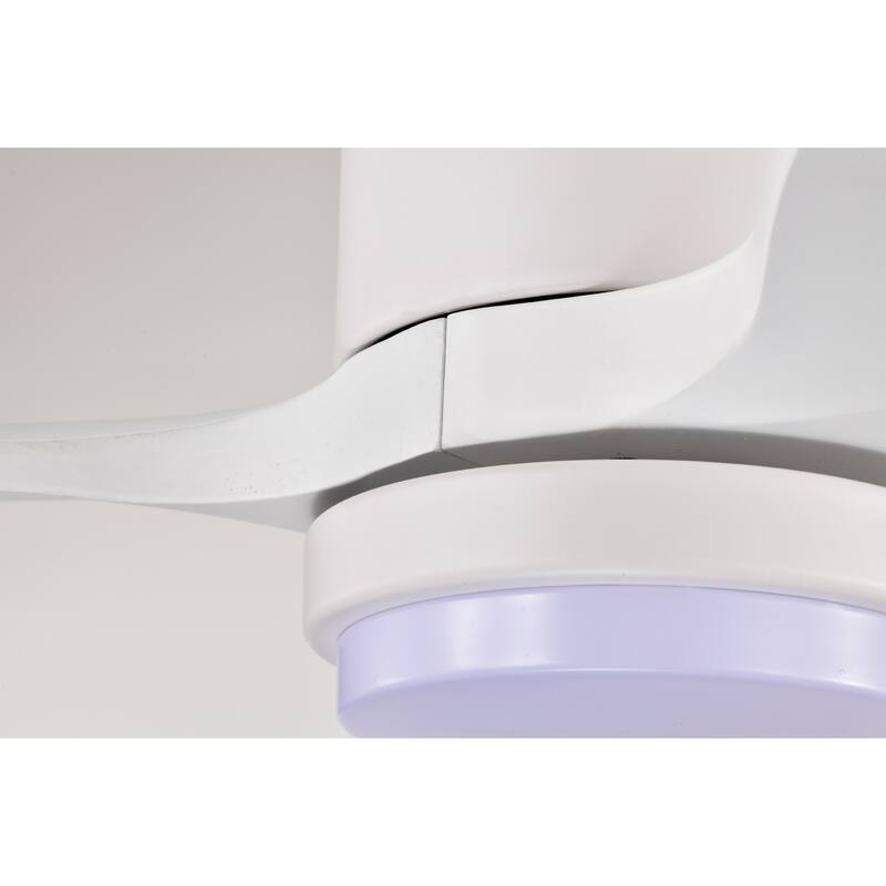 52-inch White on White Solid Wood and Metal Lighted Ceiling Fan LED