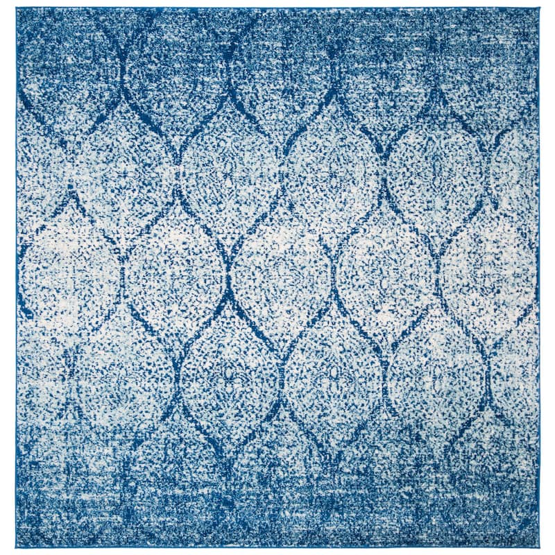 SAFAVIEH Madison Gesa Boho Chic Ogee Trellis Rug - 4' x 4' Square - Navy/Blue