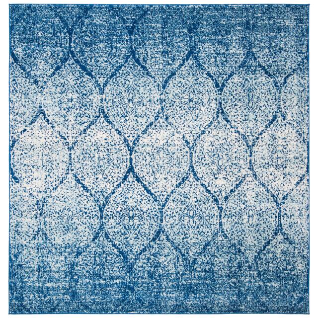 SAFAVIEH Madison Stella Boho Chic Ogee Trellis Rug - 6'7" x 6'7" Square - Navy/Blue