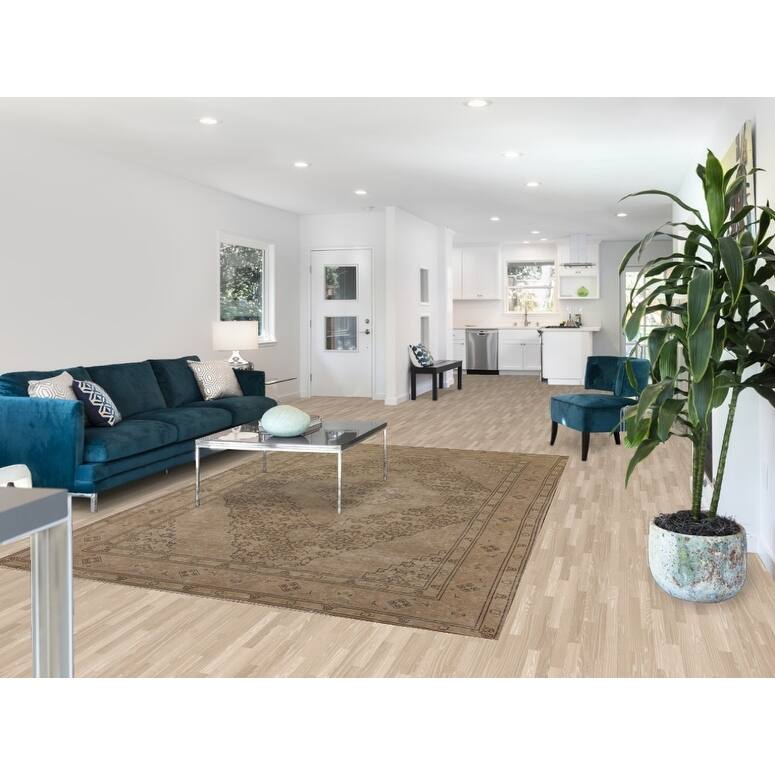 Distressed Tabriz Persian Vintage Rug Handmade Beige Wool Carpet - 6'5" x 9'5"