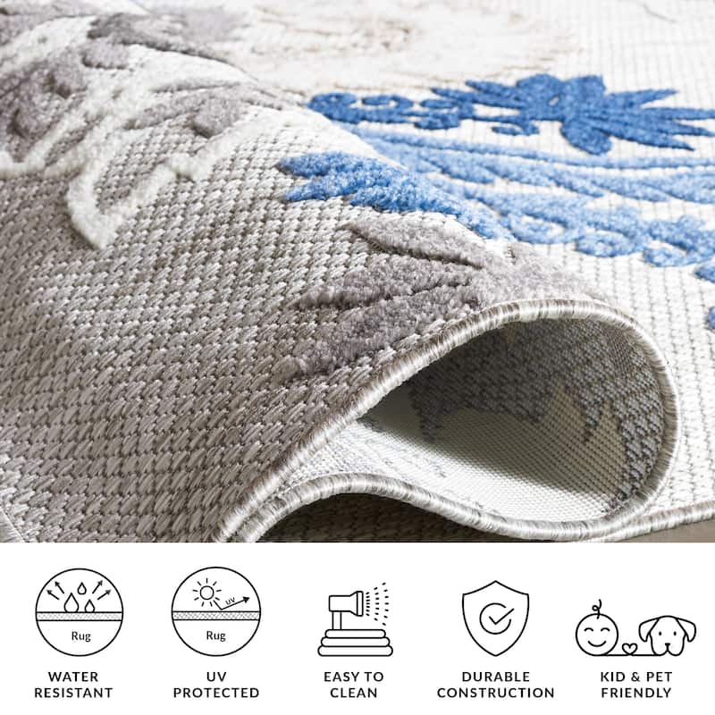 SAFAVIEH Cabana Micheline Indoor /Outdoor Waterproof Patio Floral Rug