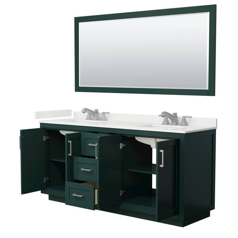 Miranda 72-inch Double Vanity, Quartz Top, 70-inch Mirror