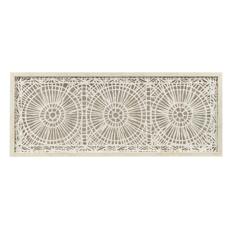 INK+IVY Henna Framed Medallion Rice Paper Shadow Box Wall Decor - Off White