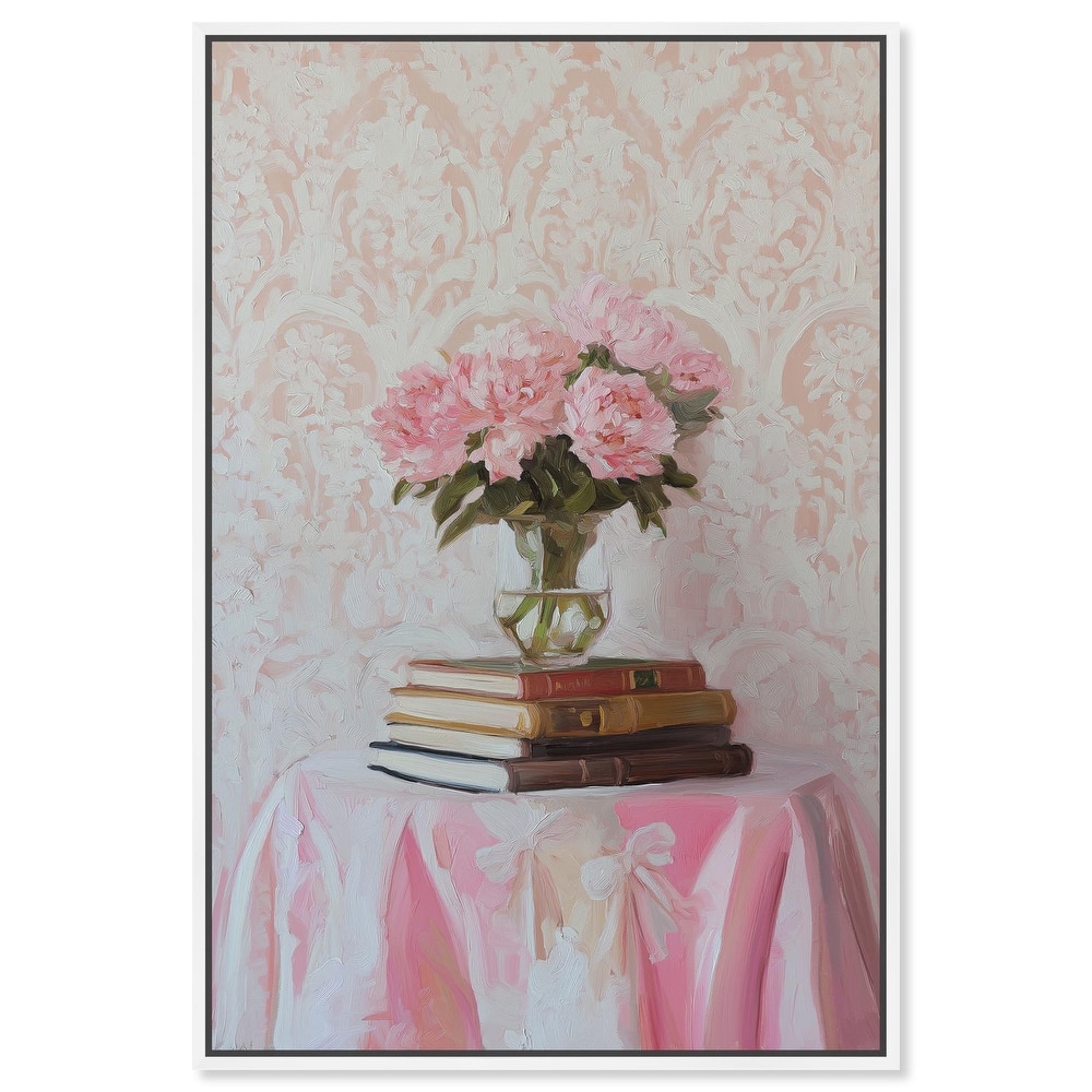 Pink Peonies on Books Canvas by Art Remedy