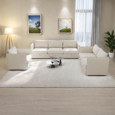98.5" Chenille Modular Sectional Sofa with Storage, 6-Seater (1+2+3 Configurable)