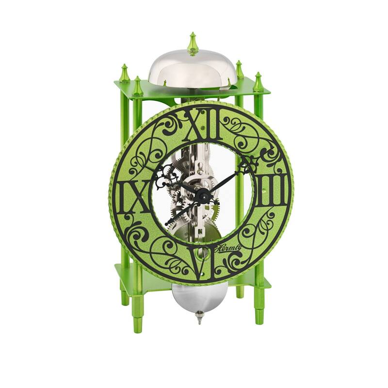 Wrought Iron Skeleton Desk Clock - 9.5" - Green and Black