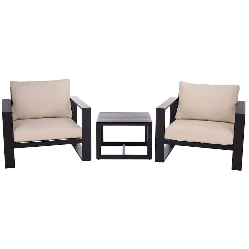 SAFAVIEH Outdoor Living Fash 3-piece Living Set - 36"W x 34"D x 30"H - Black/Taupe
