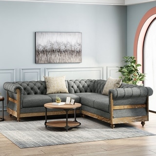 Voll Tufted Sectional Sofa with Nailhead Trim by Christopher Knight Home