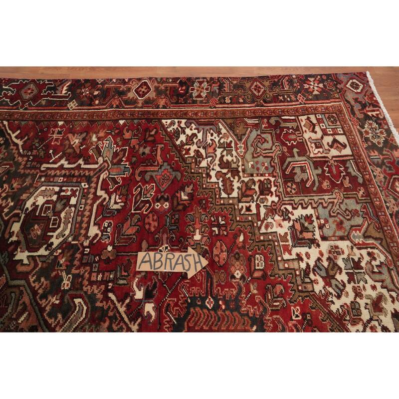 Hand Knotted Oriental 100% Wool Carpet Traditional Medallion Red Heriz Area Rug - 10' 5'' X 7' 4''