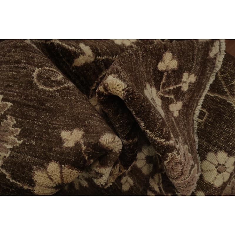 Hand Knotted Oriental 100% Wool Carpet Modern All-Over Brown Art & Craft Area Rug - 8' 1'' X 5' 7''