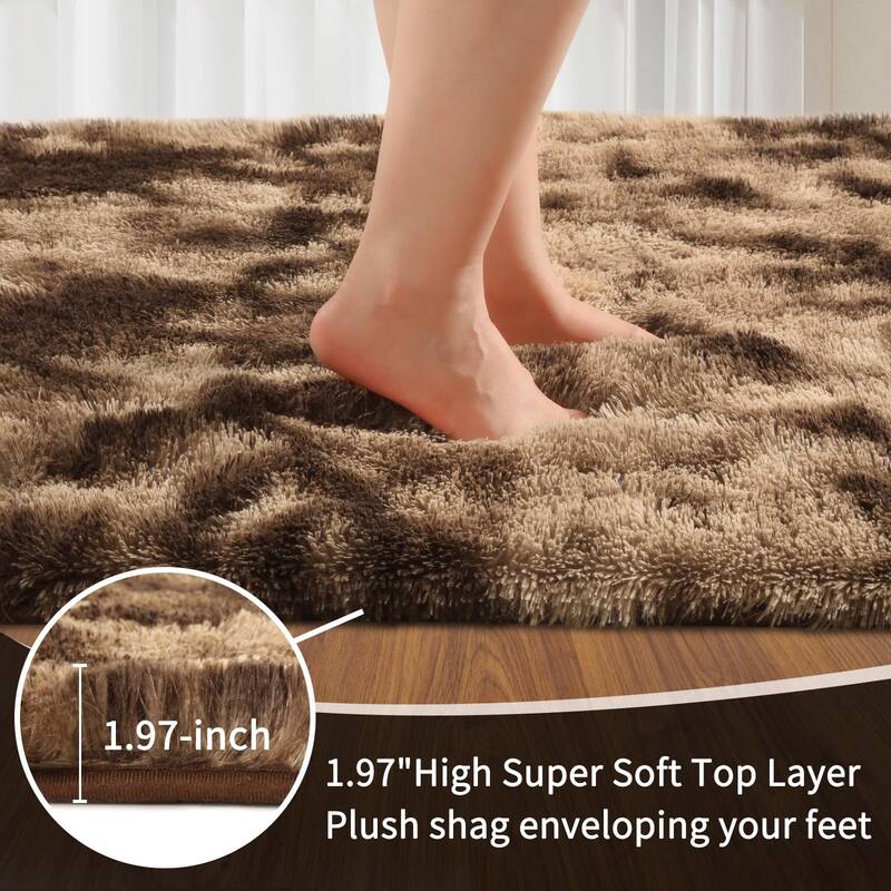 Area Rugs 8x10 Living Room, Large Area Rug Shag Shaggy Carpet Soft Plush Furry Bedside Rug, Machine Washable Area Rug - 6' x 7'