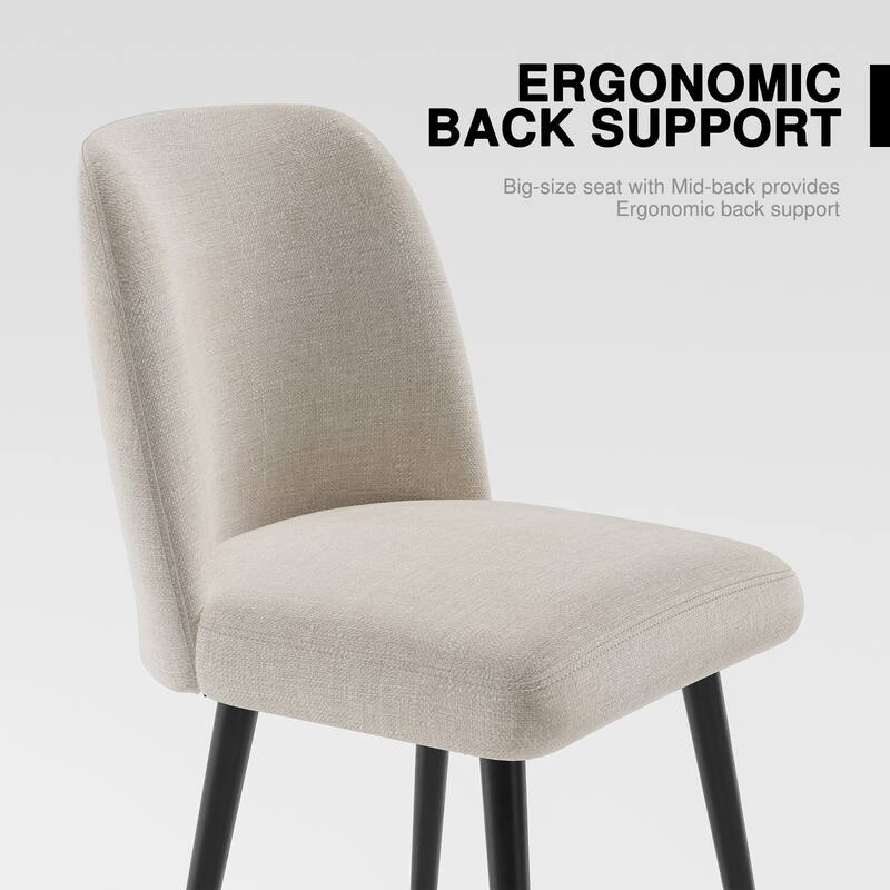 2Pcs Upholstered Dining Chairs Modern Fabric Kitchen Chairs with Padded Seat & Sturdy Metal Legs Side Chairs