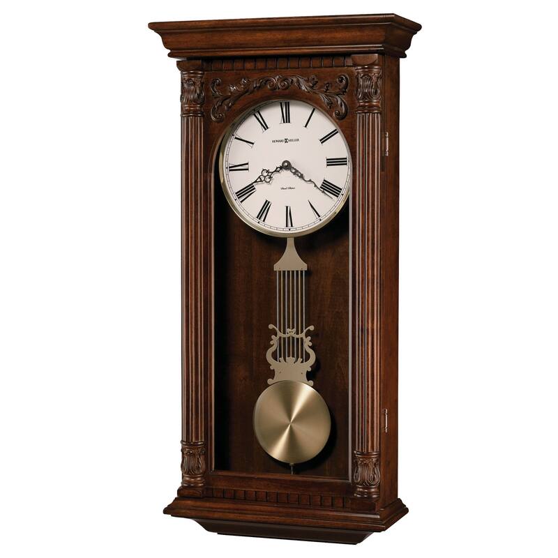Howard Miller Greer Grandfather Clock Style Chiming Wall Clock with Pendulum, Charming, Vintage, Old World, Classic Design