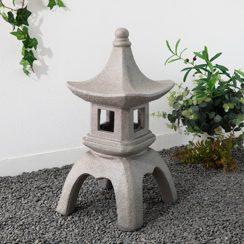 Glitzhome MGO Faux Concrete Pagoda Garden Statue Indoor and Outdoor Decoration - 24"H