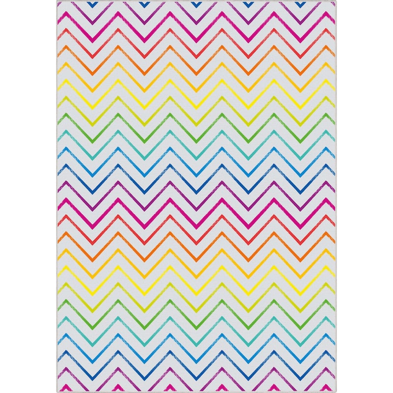 Crayola Zig Zag Multicolor Chevron Area Rug By Well Woven - Multicolor - 6' 7" x 9' 3" - Rectangle