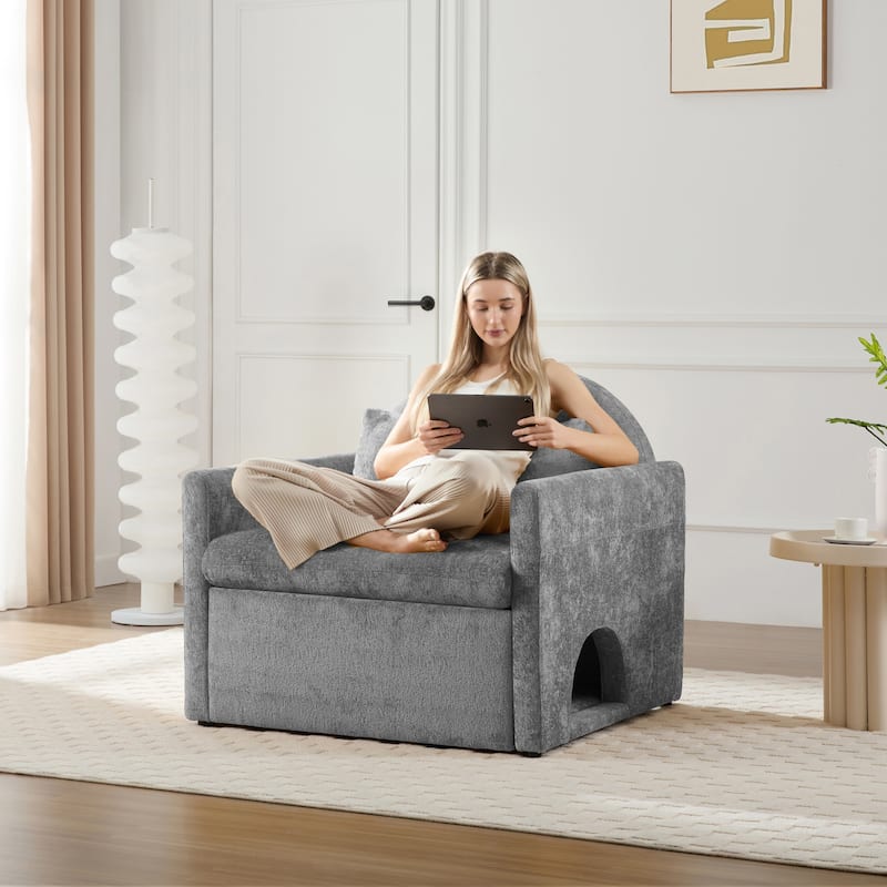 Oversized Armchair with Removable Cushions - Gray