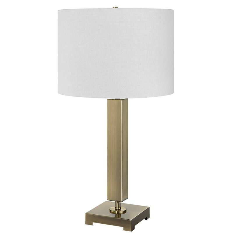 Table Lamp with Drum Shade and Metal Column Base - 27" - Antique Brass Finish
