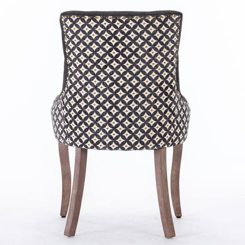 Roomfitters Fabric Dining Chairs Set of 2, Upholstered Side Chairs with Nailhead Trim and Solid Wood Legs