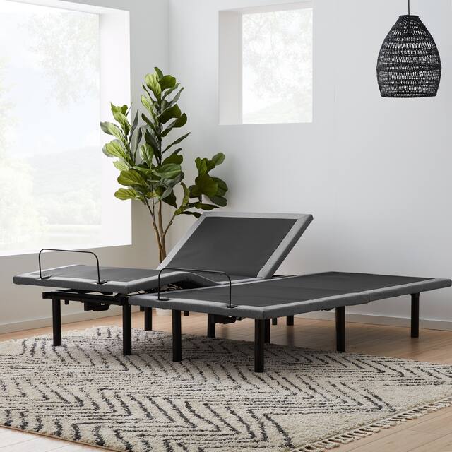 Lucid Comfort Collection Hybrid Mattress and Deluxe Adjustable Bed Set