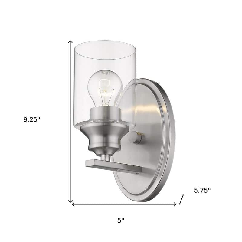 Modern Wall Sconce 1 Light with Clear Glass Shade and Steel Fixture Damp Rated Reversible Mounting - 9.25" H x 5" W x 5.75" D