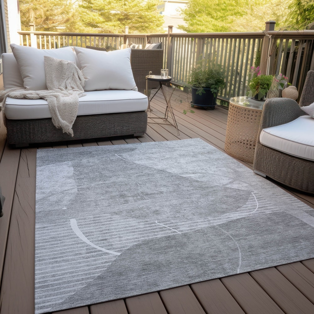 Machine Washable Indoor/ Outdoor Chantille Abstract Modern Rug