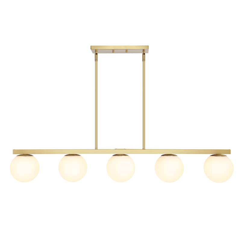 Luca Parisian 45.5" 5-Light Modern Glam Iron Globe Linear LED Pendant by JONATHAN Y