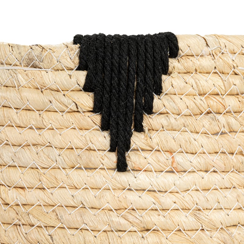Household Essentials Handwoven Corn Leaf Basket with Plastic Liner, Set of 2 - 13.8"L x 17.3"W x 13.0"H